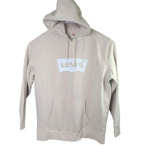 Levis Mens XL Standard Fit Hoodie Long Sleeve Hooded Sweatshirt Beige Ivory Whit